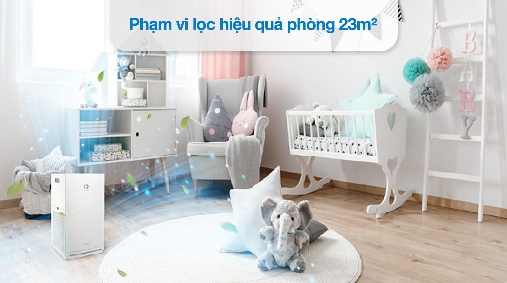 Phạm vi hoạt động lên đến 23m2 , phù hợp vơi nhiều không gian , từ phòng ngủ đến phòng khách